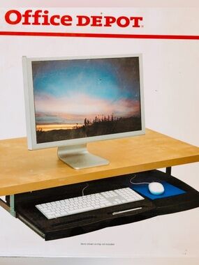 Office Depot 📓⚡️Desk-Mounted Slide-Out Keyboard Tray NEW Open Box ⭐️